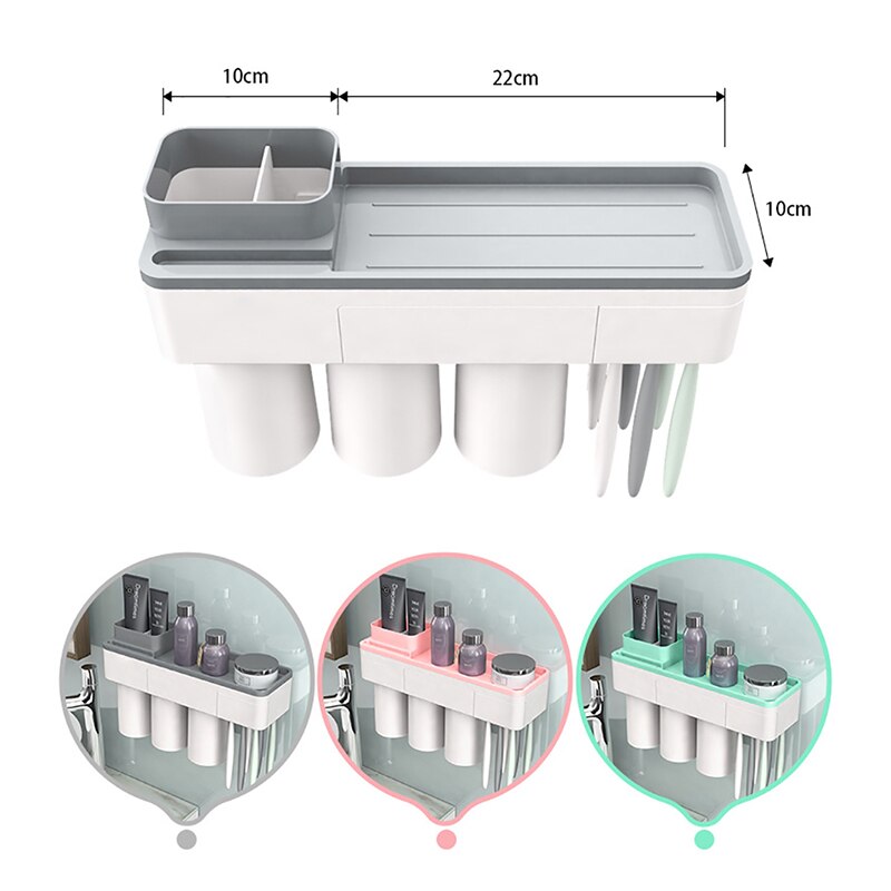 Badkamer Accessoires Tandenborstel Houder Set Tandpasta Organizer Tandenborstel Rack Wall Mount Magnetic Adsorptie Met Cup