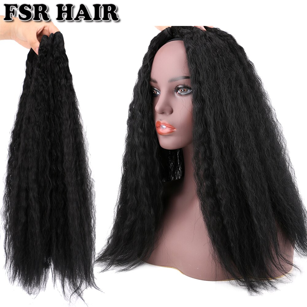FSR 2 piezas pelo recto rizado tejido de alta temperatura paquetes de pelo rizado sintético para mujeres negras africanas