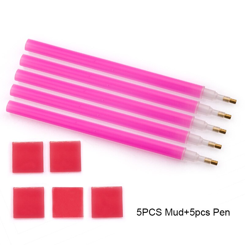 Juego de bolígrafo de punta de diamante de imitación de plástico, adhesivo para pegar diamantes, herramienta de punteado para recoger diamantes, manicura artística, 1 ud.: Rojo