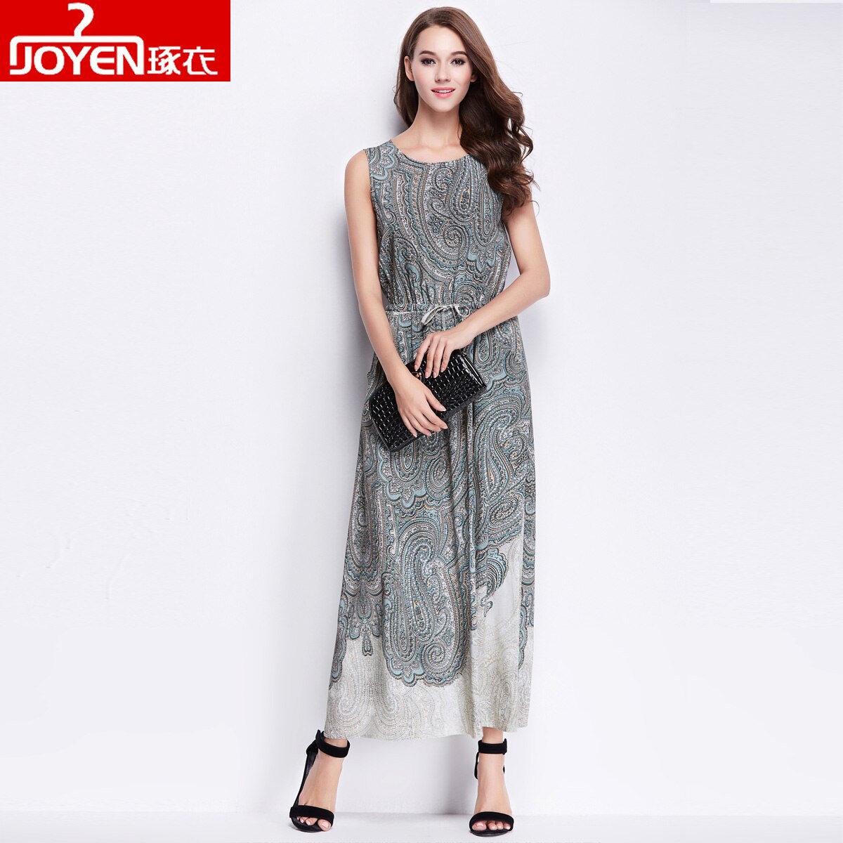 Women summer dress air slim retro print long dress