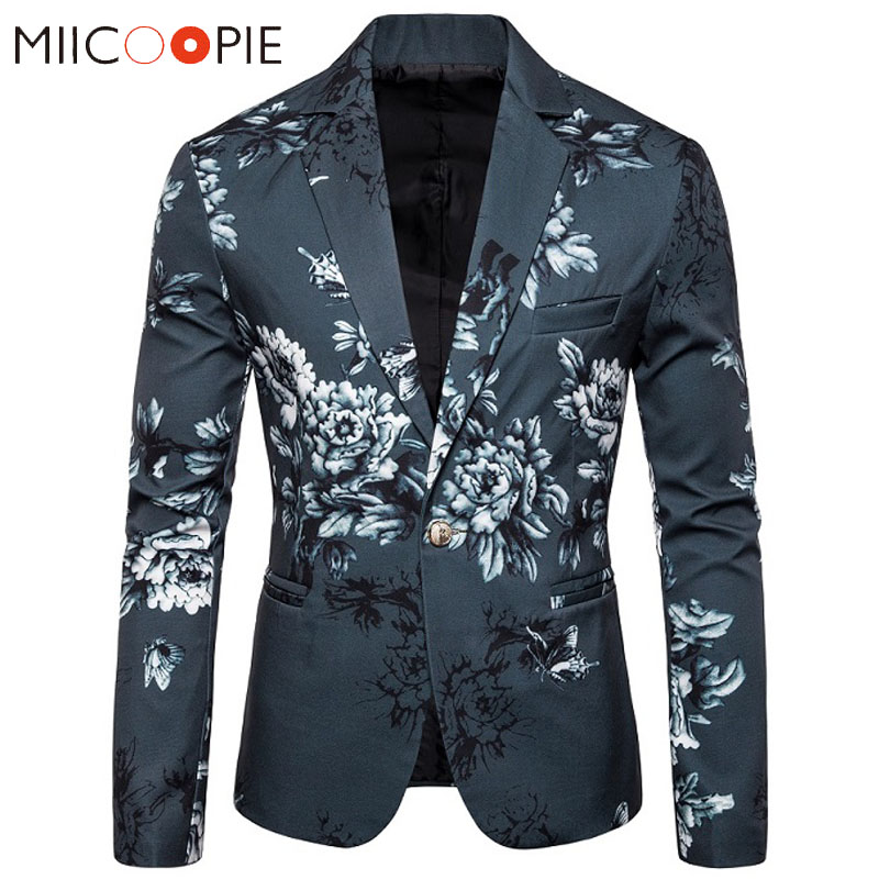 Chaqueta de traje con estampado Floral para Hombre, americana de una sola botonadura para Hombre , lujoso de flores, corte ajustado