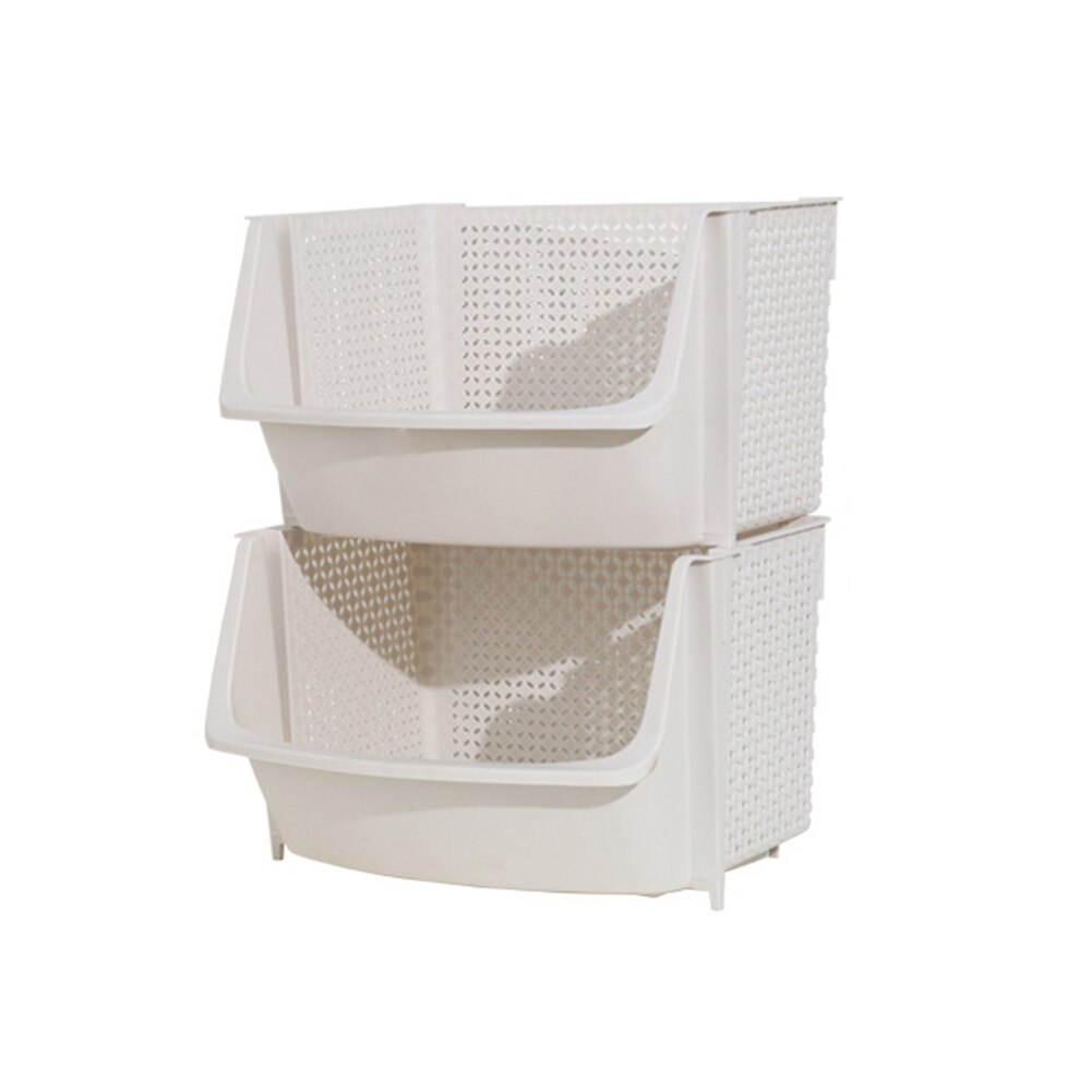 Multi-Layer Household Kitchen Storage Baskets Plastic Multifunctional Vegetable And Fruit Racks Can Be Stacked For Storage: Gray 2PC