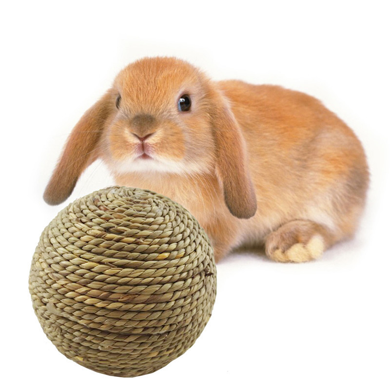 Small Pet Chewing Toy Natural Grass Ball for Teeth Cleaning Toys for Rabbits Cats Small Rodents Teeth Grinding Toy Pet Supplies
