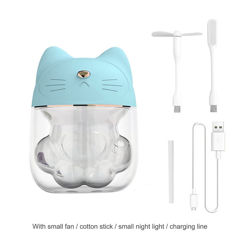 Søt kattklo kopp luftfukter usb desktop diffusør tåke maker ultralyd luftfukter fargerik nattlys