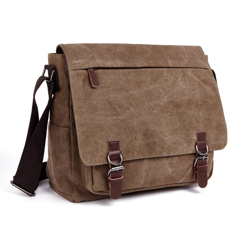 Mannen messenger bags bolsa masculina reisschoudertassen draagbare ordenadores canvas aktetas chapeu masculino: Bruin