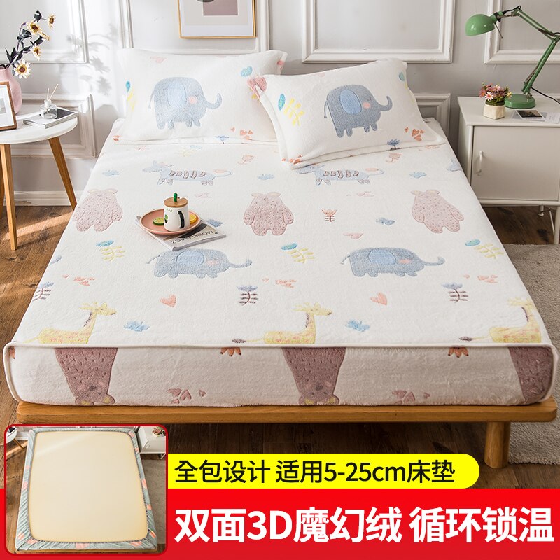 Łóżko z koralowym polarem zimowe pogrubione dwustronne flanelowe narzuty Wszystko-włącznie antypoślizgowe pokrowce ochronne na materac Simmons: Jasny szary