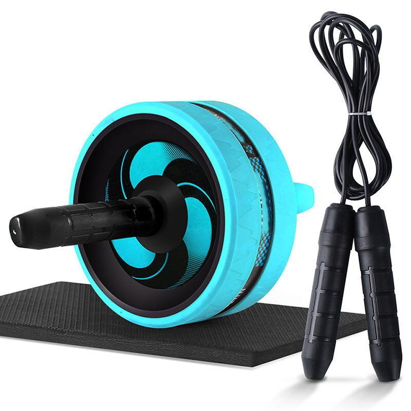 Roller & Jump Rope 2 in 1 Ab No Noise Belly Wheel Ab Roller with Mat For exercise Arm Waist Leg Gym Fitness Equipment: 010ZMW-blue