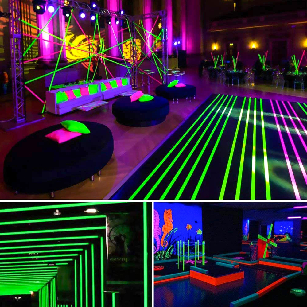 Nastro in cotone con bagliore UV Nastro al neon Mascheratura di sicurezza Avvertimento Fluorescente Autoadesivo Festa di nozze Decorazione della casa 5 pezzi Palcoscenico