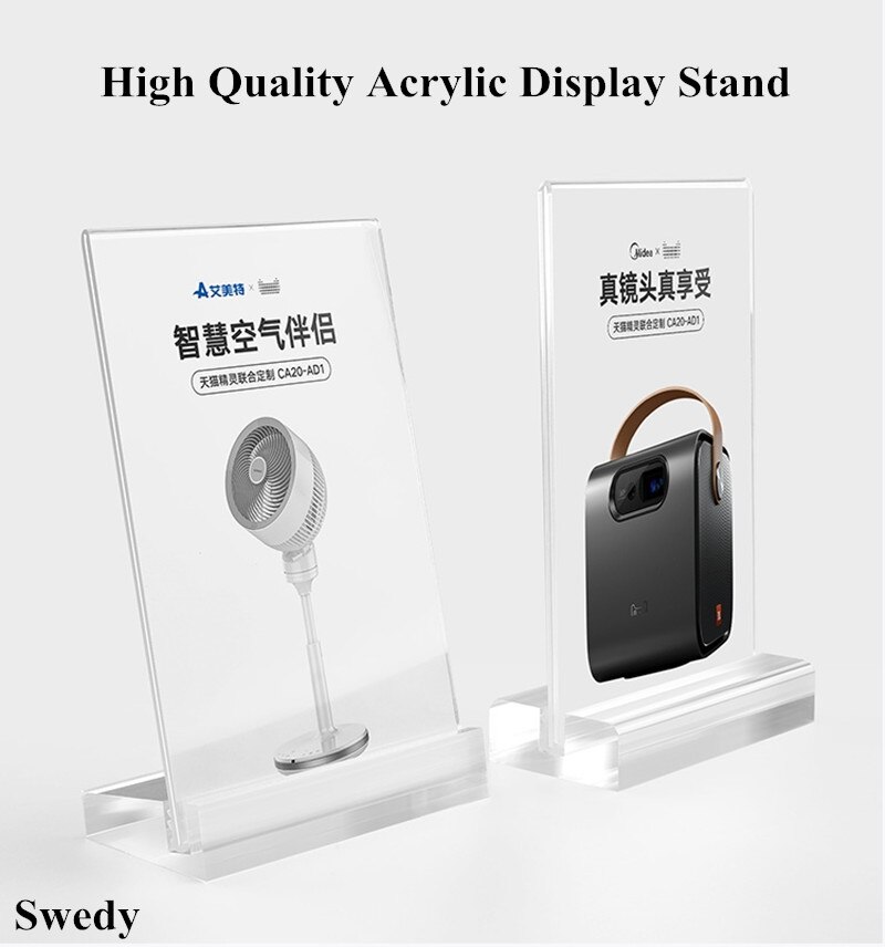 A6 T / L Shaped Transparent Acrylic Table Top Menu Holder Stand Restaurant Hotel Advertising Poster Card Display Stand