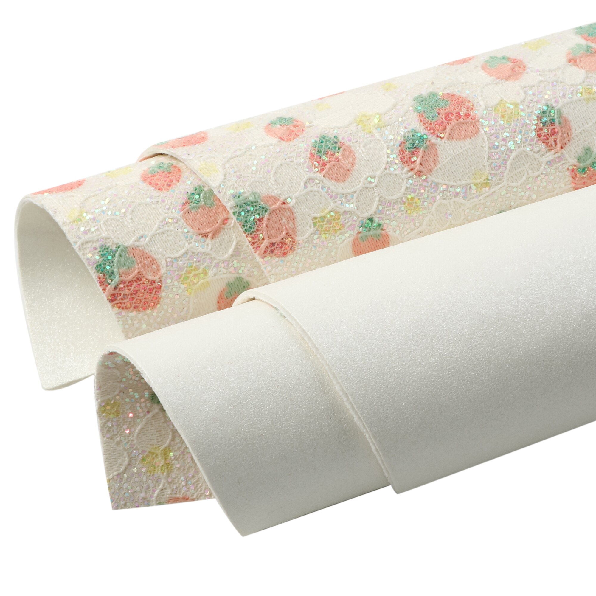 Fruit Series Faux Leather Sheets Double-side Poly Cotton Fabric For Bow-knot Bags Wallet Earring Scrapbook DIY,1Yc20027: 1145150001