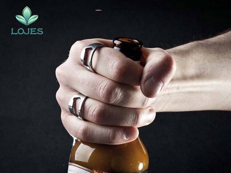 Kreative Edelstahl Bahre Öffner Finger Ring Ring-bilden Bahre Flasche Öffner Vielseitig Küche Bar Werkzeuge