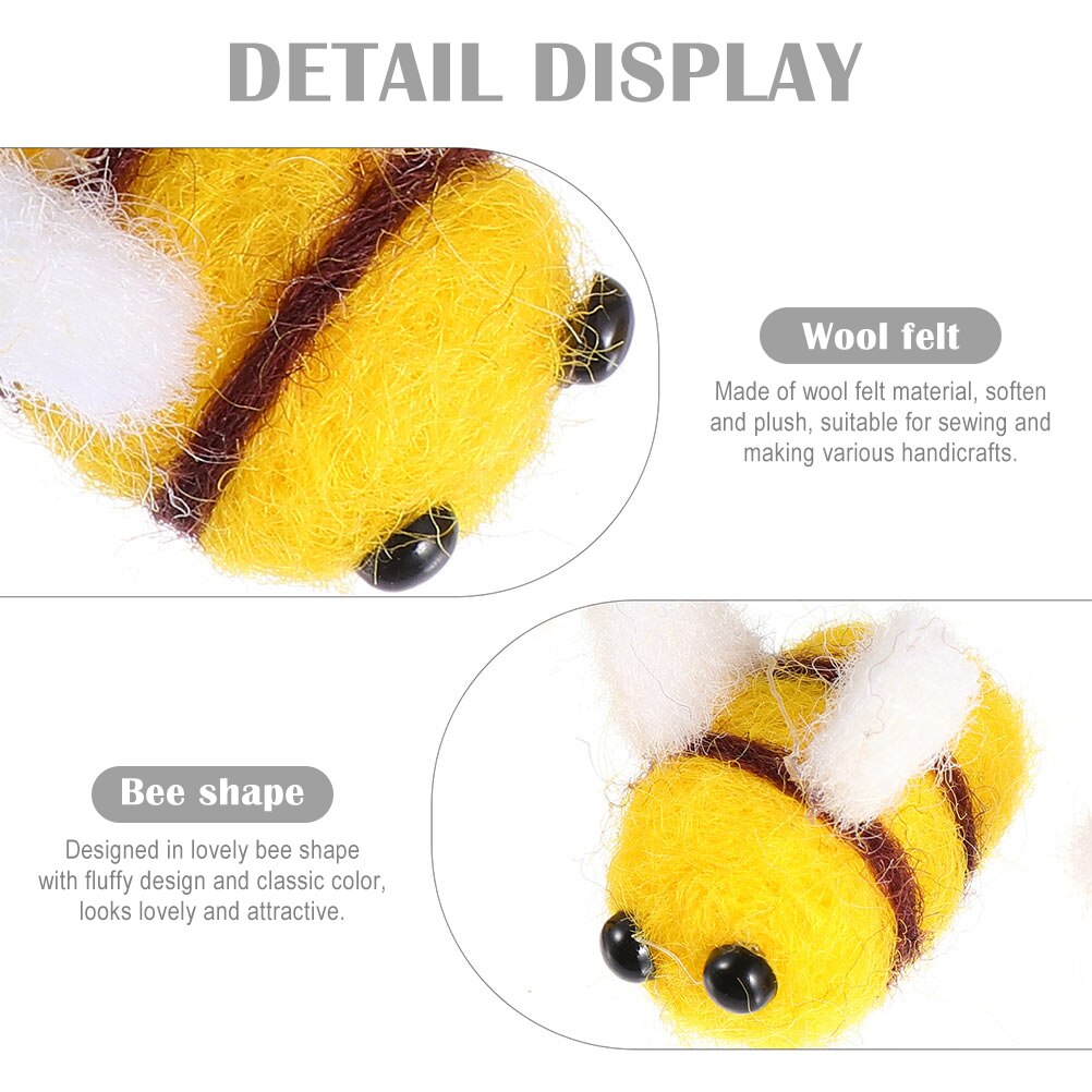 5Pcs Wool Felt Bees Decorations DIY Mini Bees Crafts Hat Costume Accessories