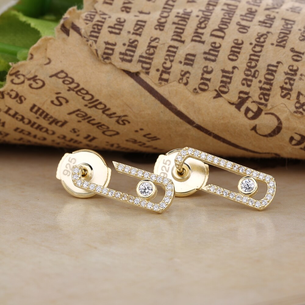 SHADOWHUNTERS oryginalny 925 szterling srebro ruszaj się kolczyki z kamykami wyczyść CZ dla kobiet mała biżuteria ślubna akcesoria robić robienia