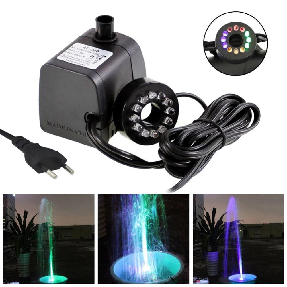 Mini Brunnen Bausatz Energie Wasserpumpe LED Licht Aquarien Schwimmbad Fischteich Brunnen Wasserfall Schwimm Bewässerung Garten Dekoration