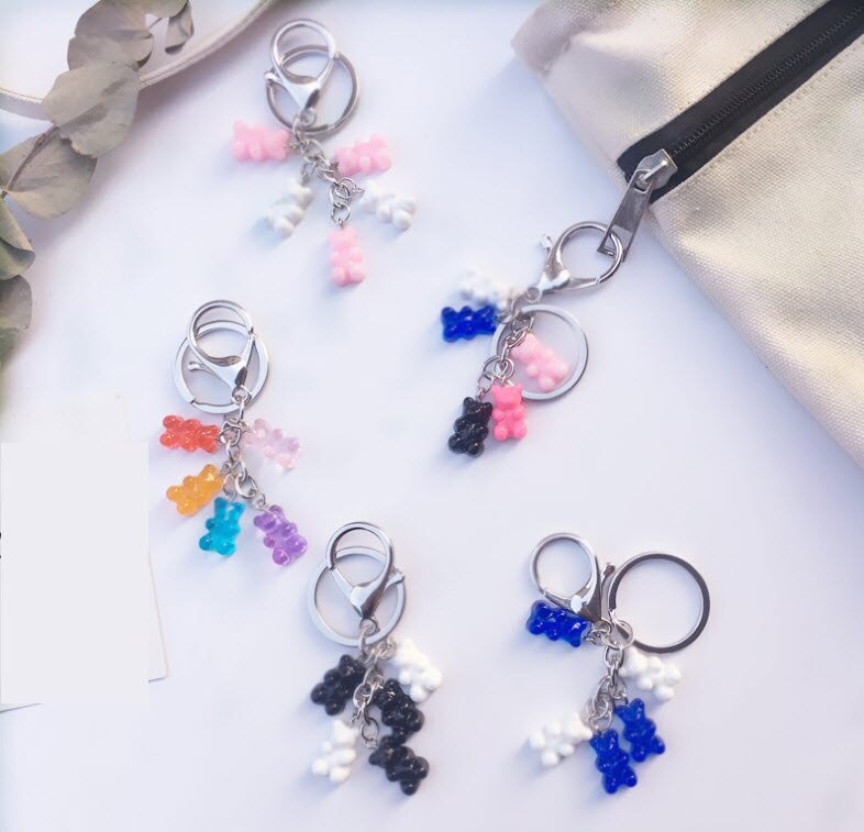LLavero de oso de estilo coreano, adorno para coche, colgante de llaves, oso de color caramelo para decoración de bolso para niñas