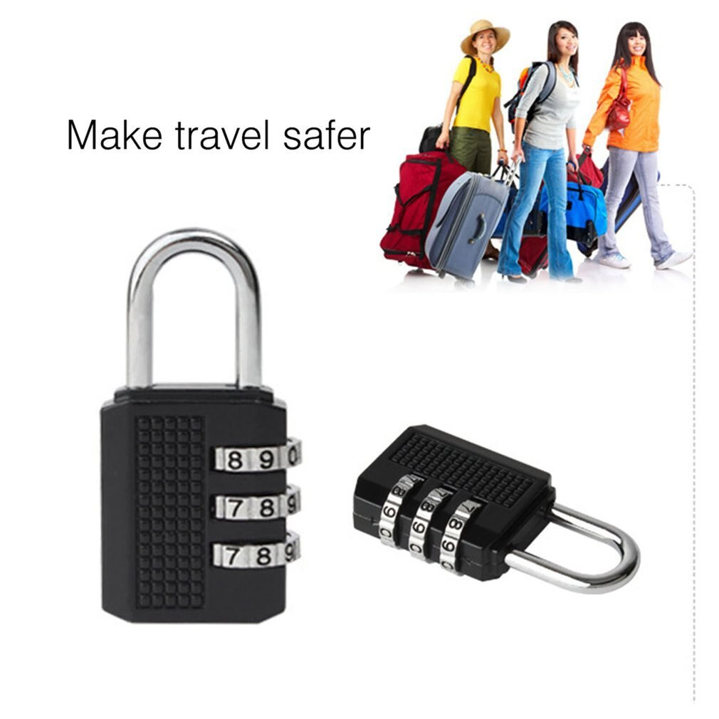 Candado De Equipaje Con Combinación De 3 Dígitos - Aleación De Zinc, Cuerpo De Plástico Esmerilado Negro, Ideal Para Maletas, Mochilas Y Cajas De Herramientas