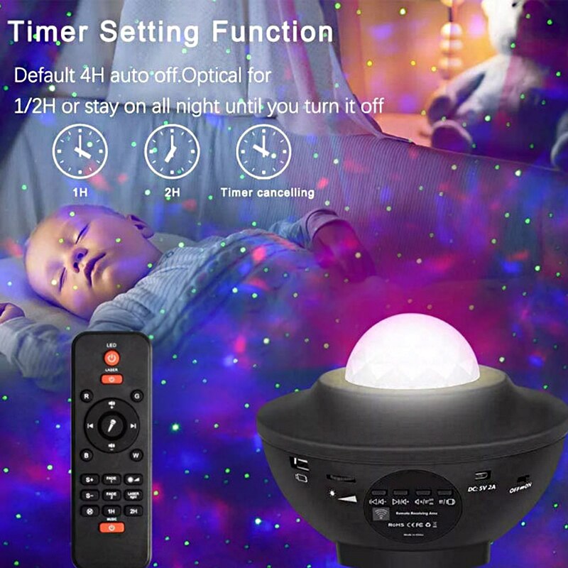 Colorful Starry Sky Projector Blueteeth USB Voice Control Music Player LED Night Light Romantic Projection Lamp Birthday