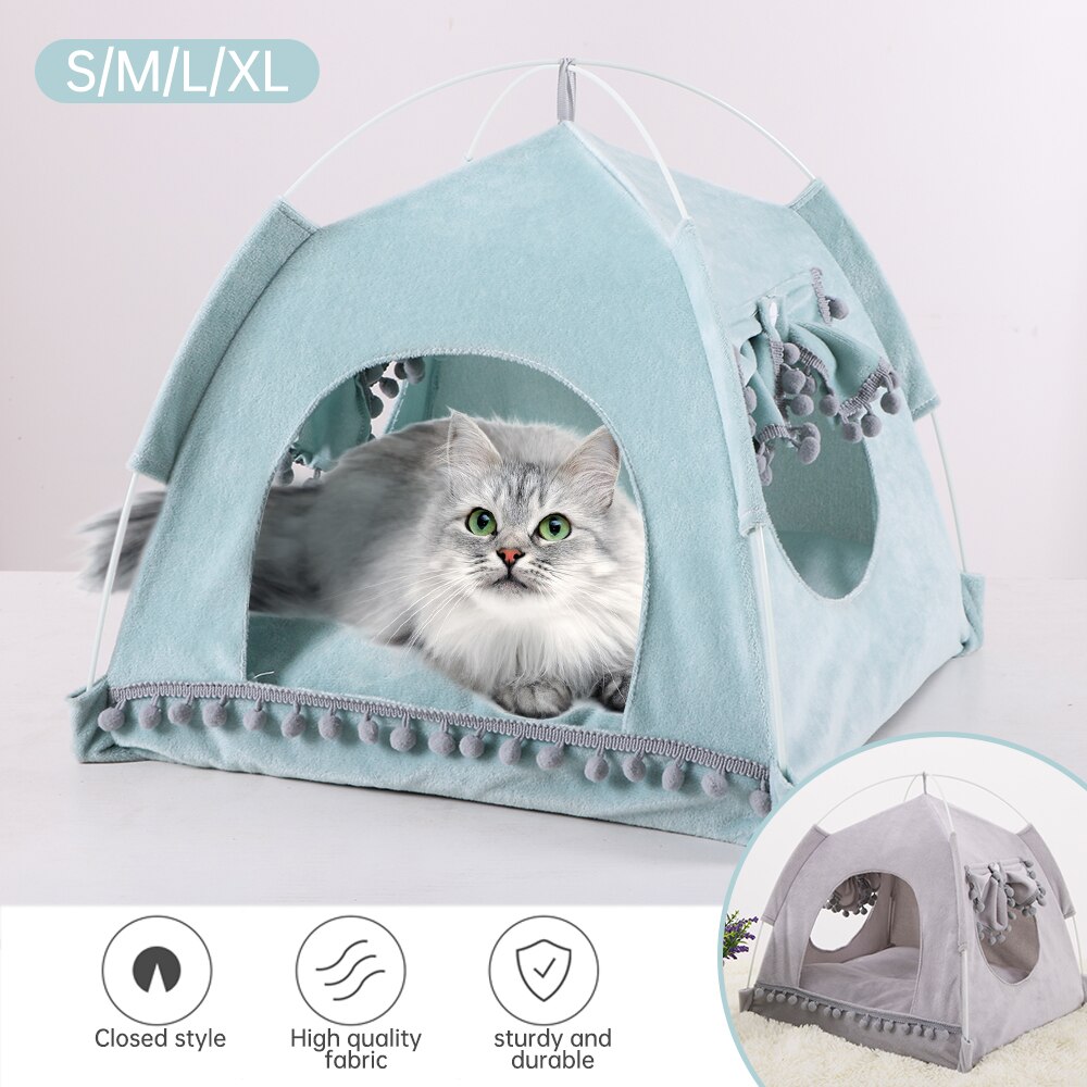 NUEVA CASA plegable de La Tienda del perro del animal doméstico respirable de la impresión de la casa del Gato con la red al aire libre interior del gato de la malla casa pequeña del perro
