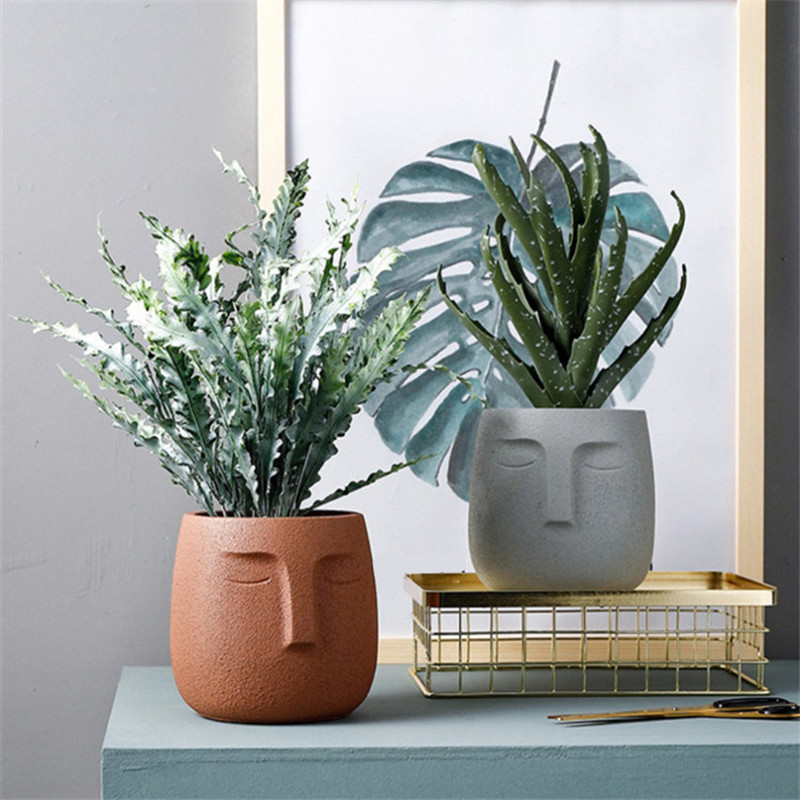 5.5 inch Human Face Flowerpot Portrait Facial Flower Planter Matt Ceramic Vase Garden Planter Pot Home Decor Craft A1583