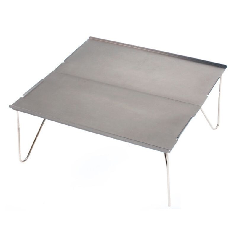Ultralet bærbart bord vandreture camping folde aluminium bord udendørs rygsæk 28gf: Grå