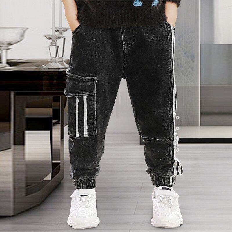 Jeans For Boys Solid Jeans Pants For Boys Velcro Cargo Pants Kids Jeans Boy Spring Autumn Casual Teenage Clothes For Boys: 12