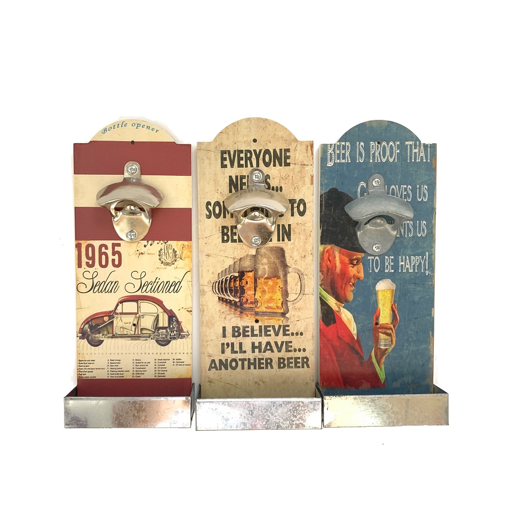 Bar Wall Decoration American Country Style Retro Bar Restaurant Beer Bottle Openers Wooden Wall Hanging Opener Crafts