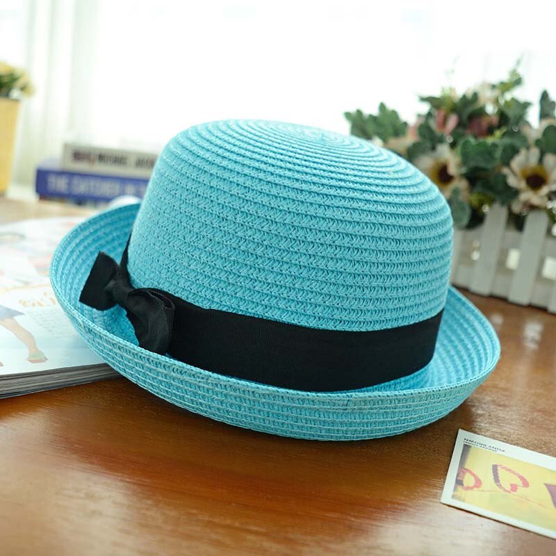 Summer Sun Hats Shopping Beach Caps Parenting UV Flat Cap Outdoor Sports Tourism Hat: Dome sky blue