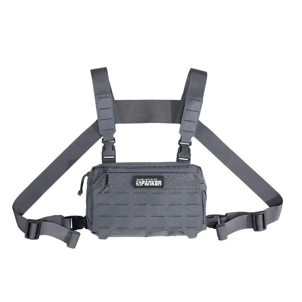 Tatcical Chest Rig Pouch Men's Functional Vest Bag Survival Army CAMO Molle System Kit Bag Backpack Locomotive Backpack: green