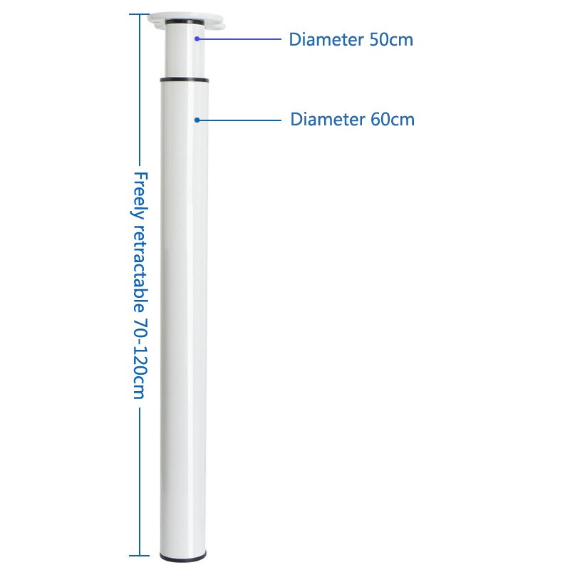Columna de soporte de pie de barra plegable, soporte telescópico ajustable para mesa, escritorio, muebles, Hardware de soporte de carga, 70-120CM: white