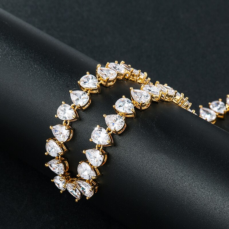 Weimanjingdian 6 mm x 8mm peervormige zirkonia kristallen tennisarmband voor dames, bruid of bruidsmeisjessieraden