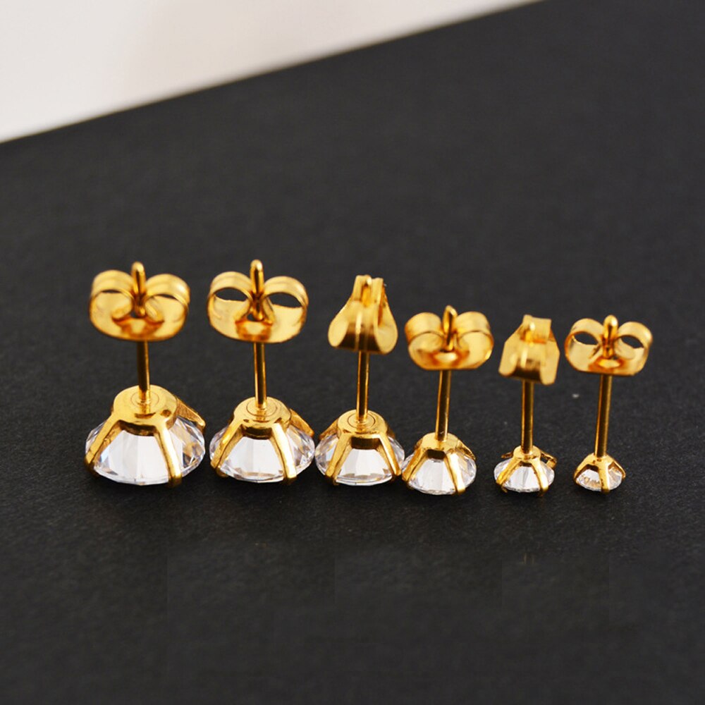 1 Paar Classic Roestvrij Stee Stud Oorbellen Voor Vrouwen Cz Zirkoon Oor Piercing Chirurgisch Staal Oor Sieraden Voor Mannen Jongens vrouwen Meisjes