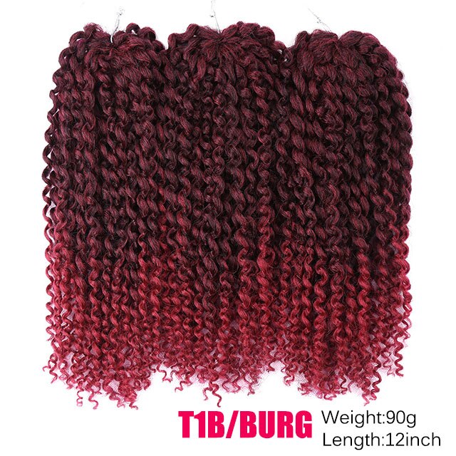 Amir12inch Marley bob Braids Ombre red purple blue Crochet Braiding Hair 3Pack/Lot Synthetic Curly Hair Extensions for Women: T1B/Burgundy