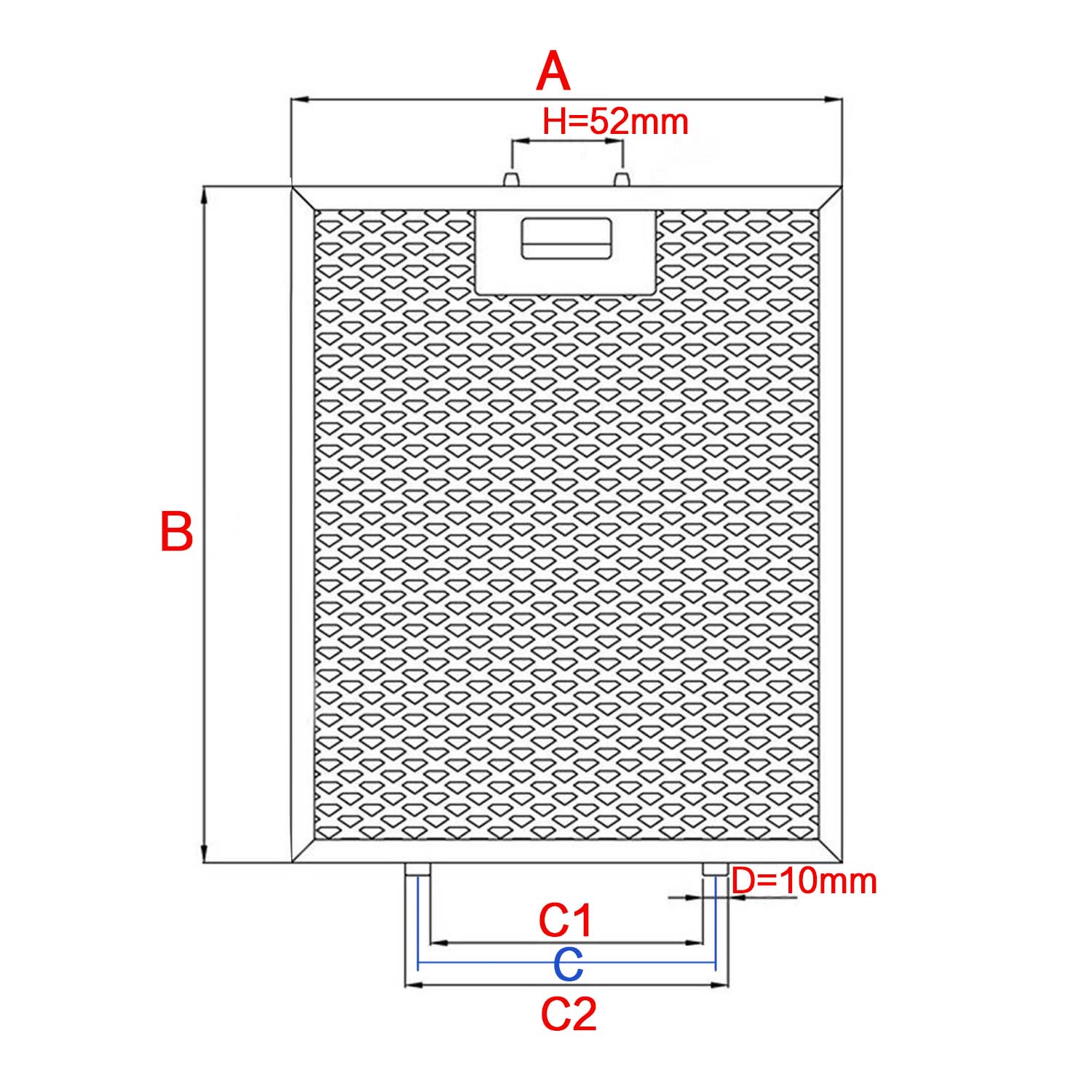 Spares2go Universele afzuigkap afzuigkap metalen filter mesh (Pack van 2, blauw, 300 x 240 mm