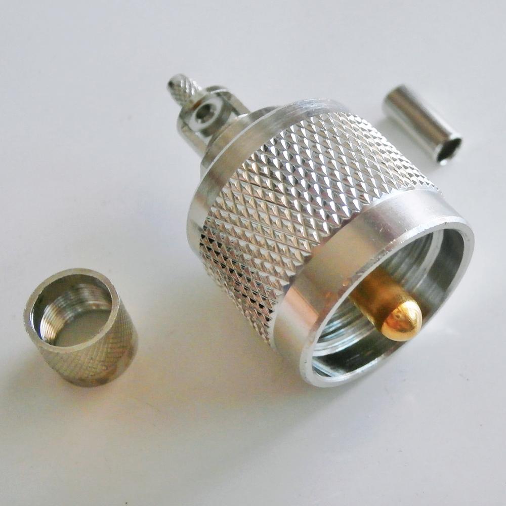 Connector Socket PL259 SO239 PL-259 So-239 Uhf Mannelijke Venster Krimp Voor RG316 RG174 RG179 LMR100 Kabel Messing Rf coaxiale Adapters