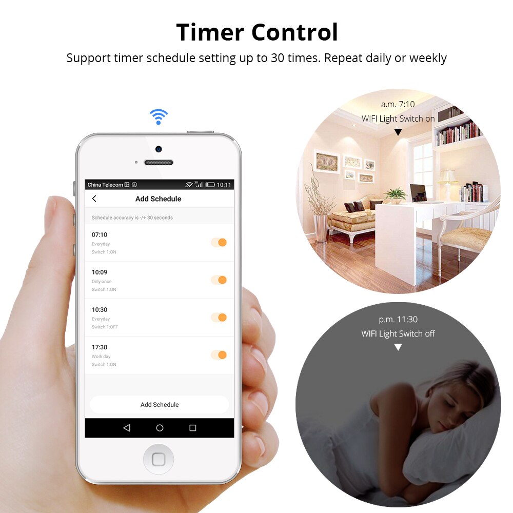 Zemismart US Tuya WiFi Light Switch Neutral Optional Wire 1 2 3 Gang Alexa Google Home Assistant Smart Life Control 100V 240V