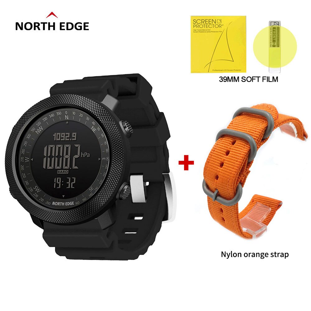Norden Rand Apache Clever Uhr männer Sport smartwatch für lauf Klettern Schwimmen Kompass Höhenmesser Barometer Wasserdicht 50m: Schwarz Orange Nylon