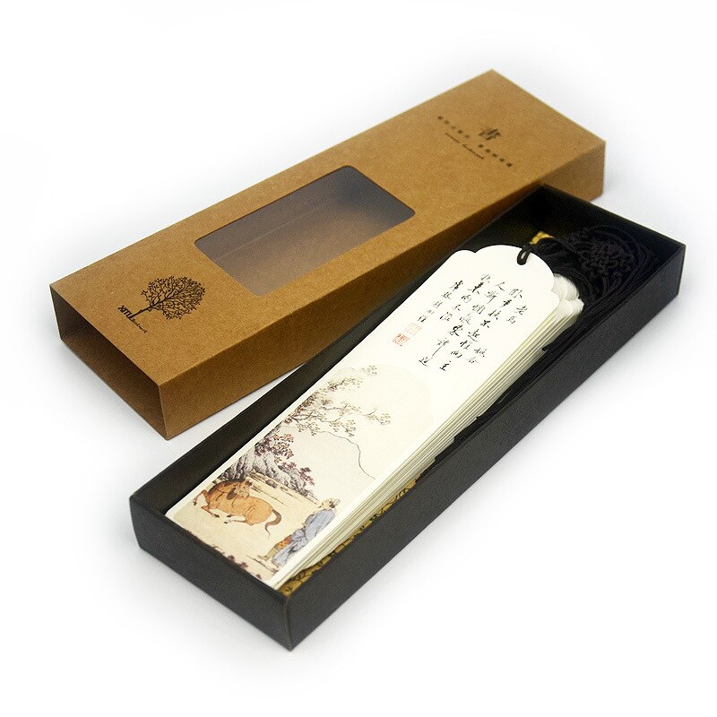 1pcs Tang poems and ancient paintings bookmarks five words Chinese elements year abroad student prizes