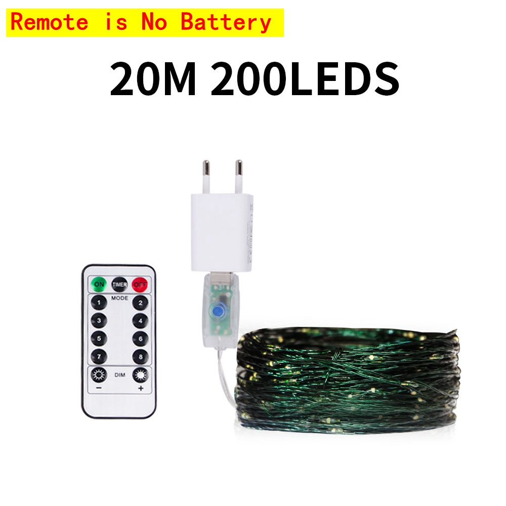 10-200M LED String Lights Fairy Green Wire Outdoor Christmas Light Tree Garland For Year Street Home Party Wedding Decor