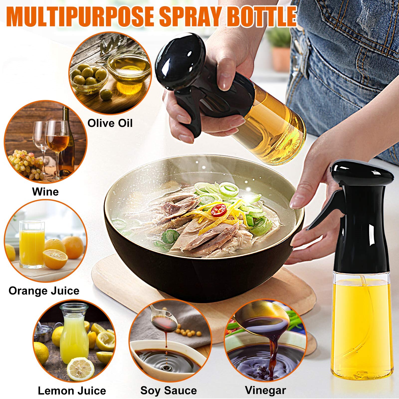 200Ml Olie Spuit Voor Koken Hervulbare Olijfolie Dispenser Spray Veelzijdige Azijn Fles Lucht Friteuse Keuken Bbq Salade Bakken