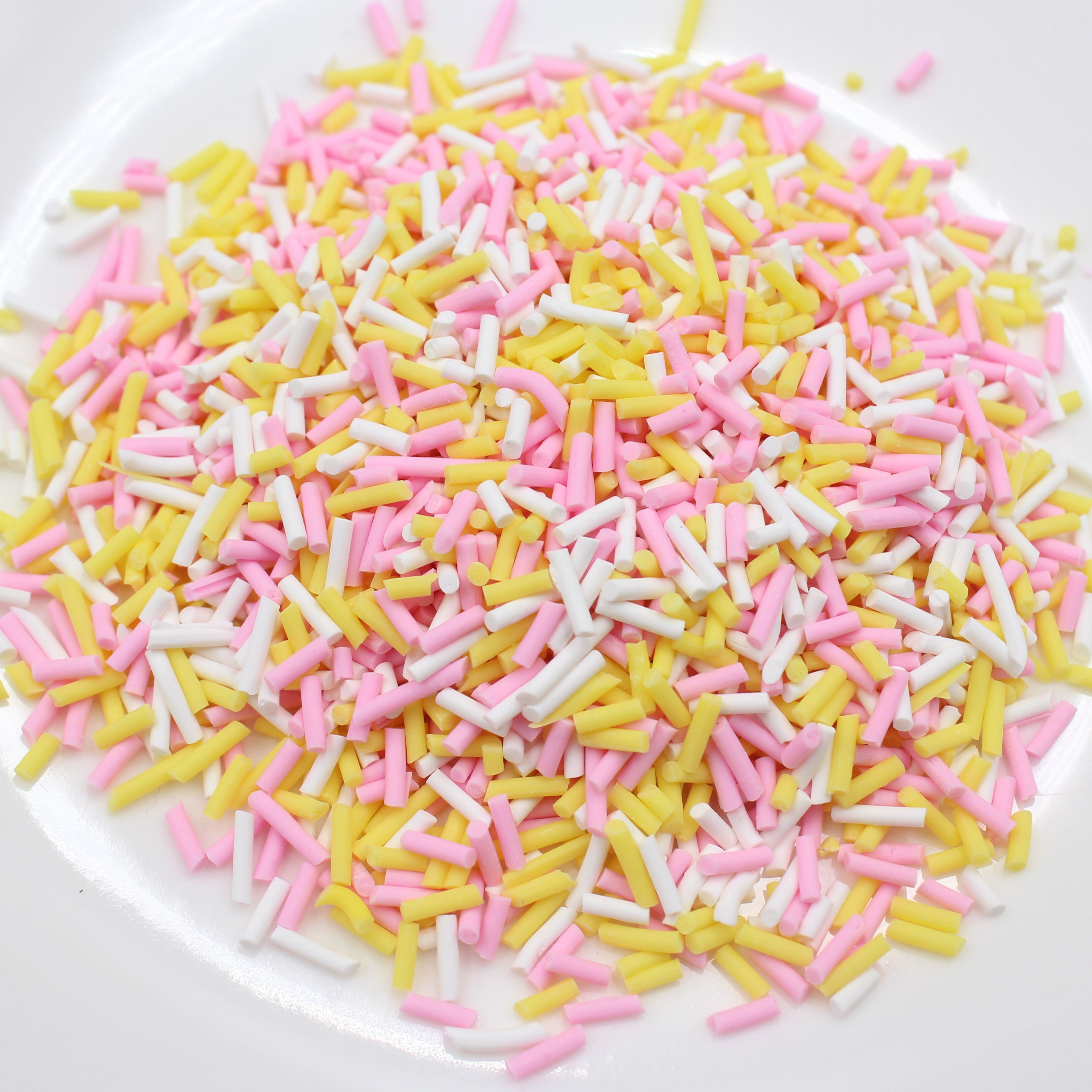 Lote de 100g de aspersores de colores largos, aspersores de arcilla polimérica en rodajas de caramelo para manualidades de decoración móviles, accesorios de relleno