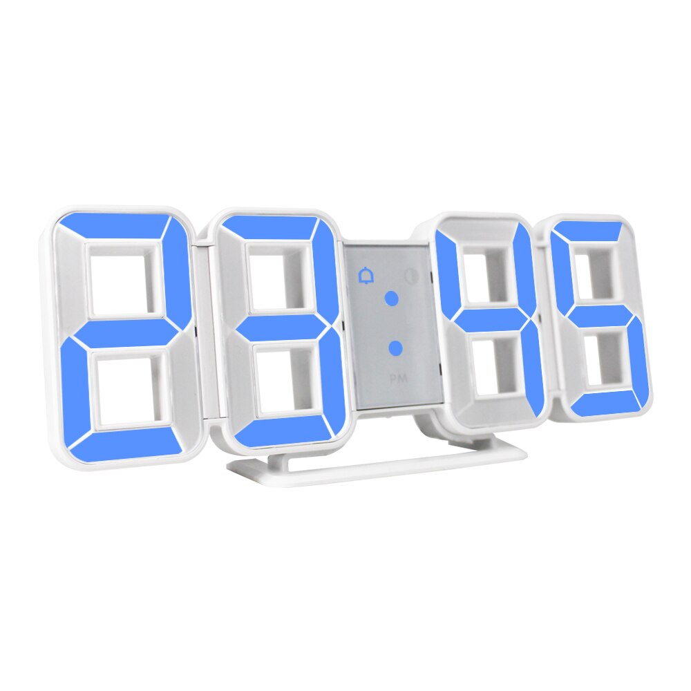 Digitale Wandklok 3D Led Grote Tijd Kalender Temperatuur Desk Tafel Modern Digitale Tafel Klok Achtergrondverlichting Home Klokken: Blauw