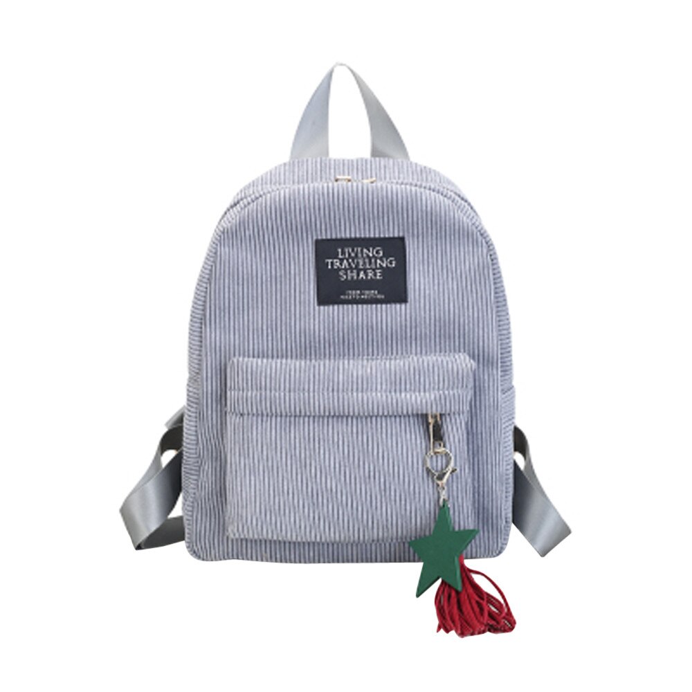 Preppy Style School Bags For Teenage Girls Backpack Women's Canvas Travel Backpack Corduroy Pink Backpack Mochila#H20: Gray