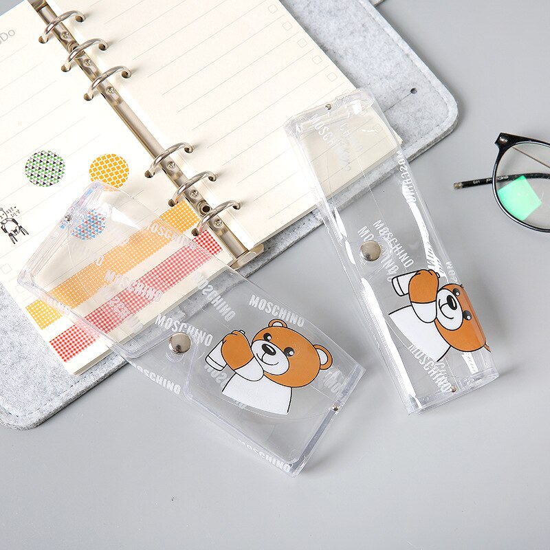 Kawaii Cartoon Transparante Plastic Bril Protector Case Metalen Knop Zonnebril Doos Fruit Dier Etui Opbergtas