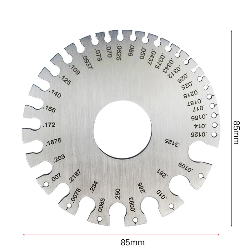 0-36 Round Wire Gauge Weld Diameter Gauge Welding Inspection Stainless Steel Inch Inspection A.W.G Gauges American Standard