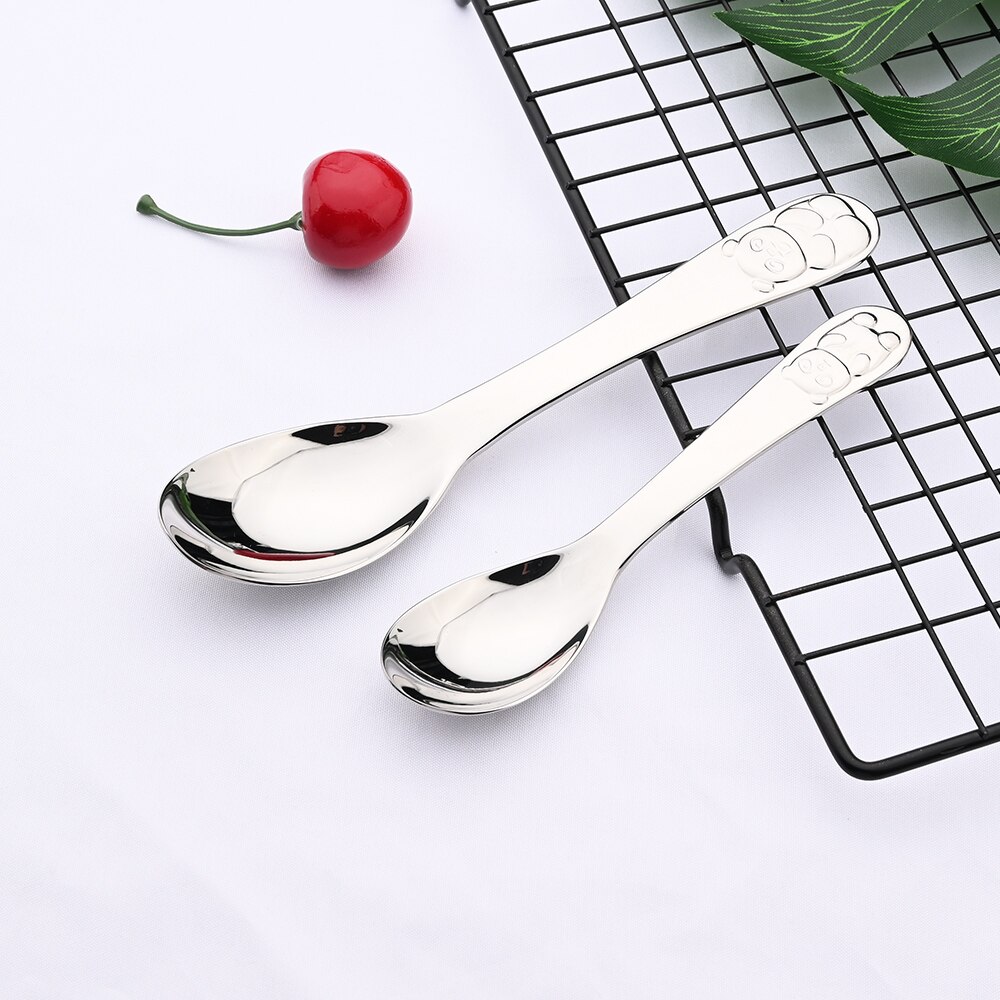 Baby Bestek 304 Roestvrij Staal Kid Servies Bestek Cartoon Patroon Carving Kinderen Servies Western-Stijl Lepel Vork Set