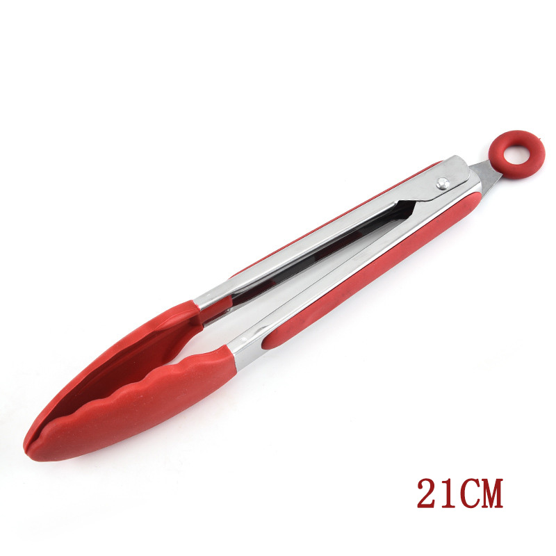 Pinces pour Barbecue en Silicone de alimentaire, pour Barbecue, ustensile de cuisine pour pain salade, accessoires pour Barbecue: Red