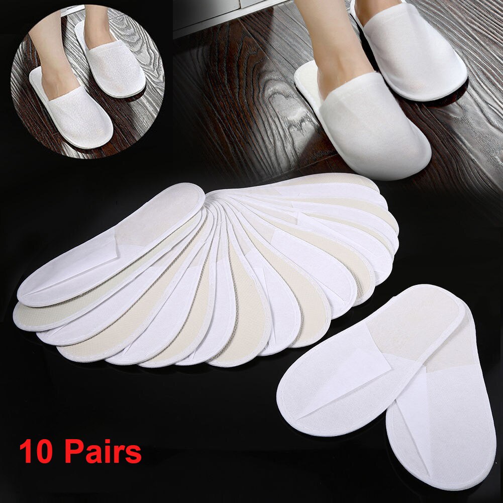 Mannen Vrouwen Thuis Spa Pluizige Badkamer Wegwerp Slipper Sanitaire Gesloten Teen Hotel Gebruik Reizen Non Slip Party Gast 10 Pairs