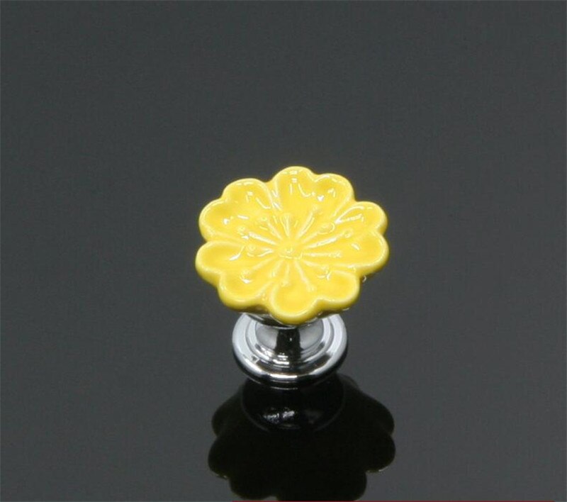 10 stks 32mm Kleurrijke Keramische Bloem Kast Knoppen Deur Handgrepen Kast Lade Kast Meubels Handvat Knoppen: E