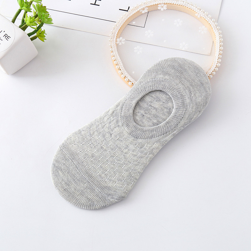 10 Pieces 5 Pairs Women Sock Slippers Set Solid Color Invisible Boat Socks Breathable Non-slip Silicone No Show Short Ankle Sock