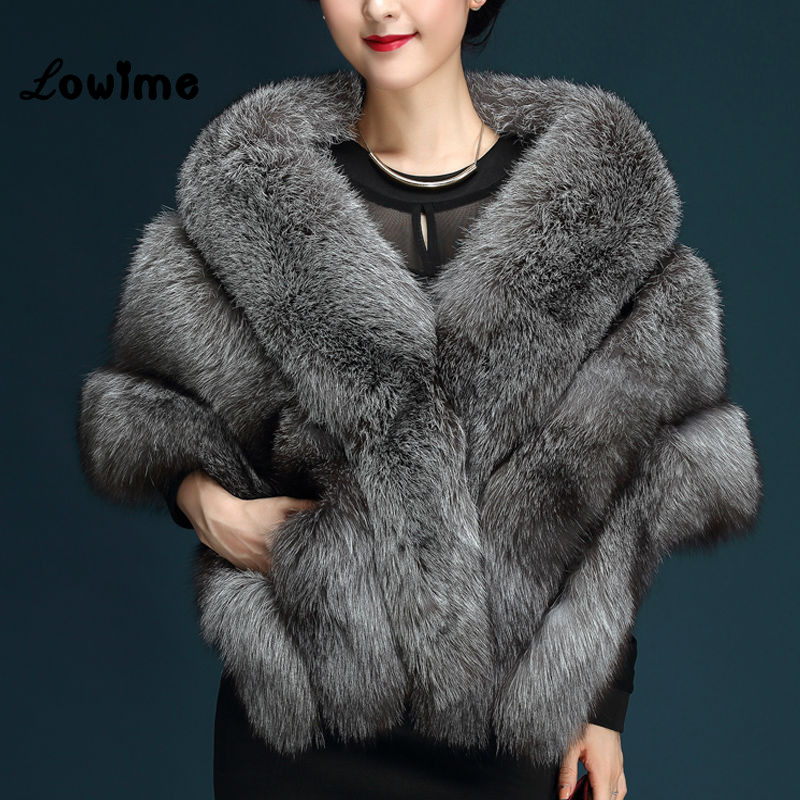 Multi Farbe Auf Lagerbier Bolero Frauen Faux Fell Hochzeit Jacke Günstige Pelz Schal Braut zucken Kap Mariage Winter Braut Mantel Neue: Bild Farbe